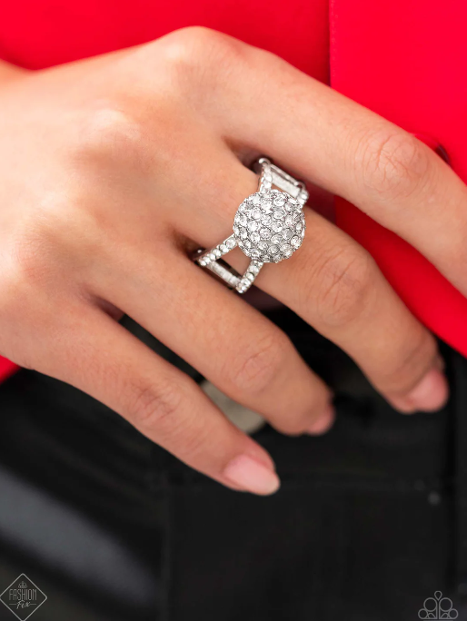 Polished Pageant - White Ring Set