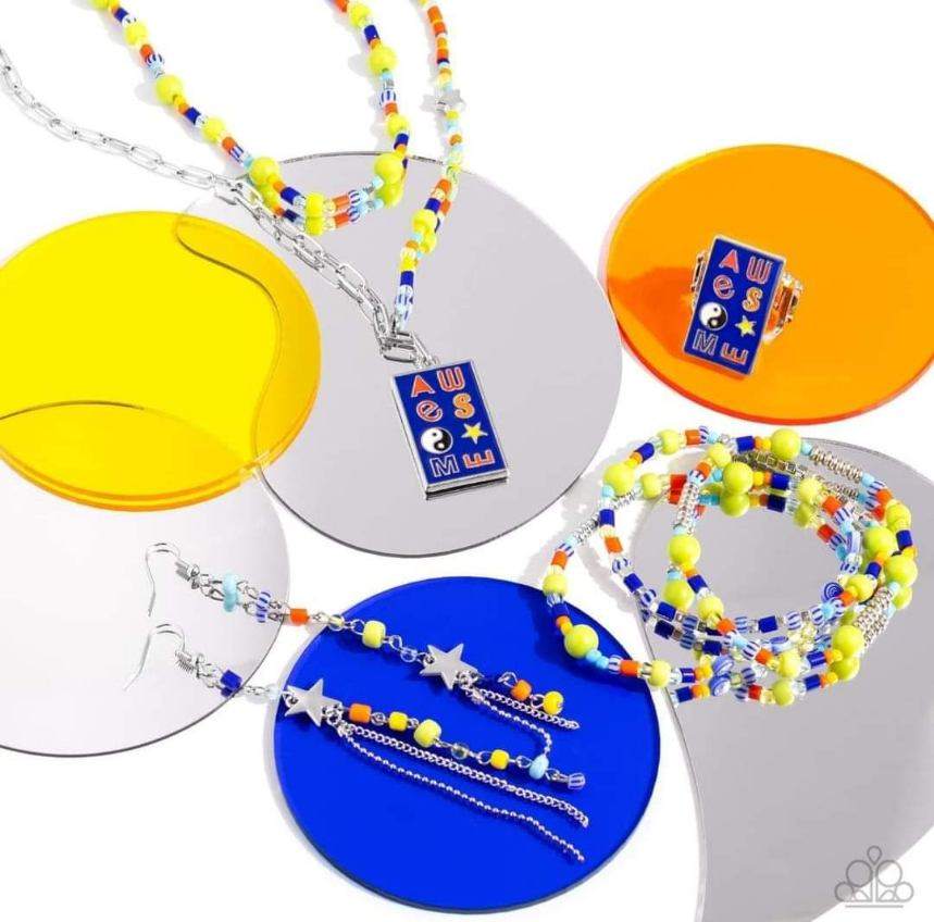 Curates collision multi color necklace