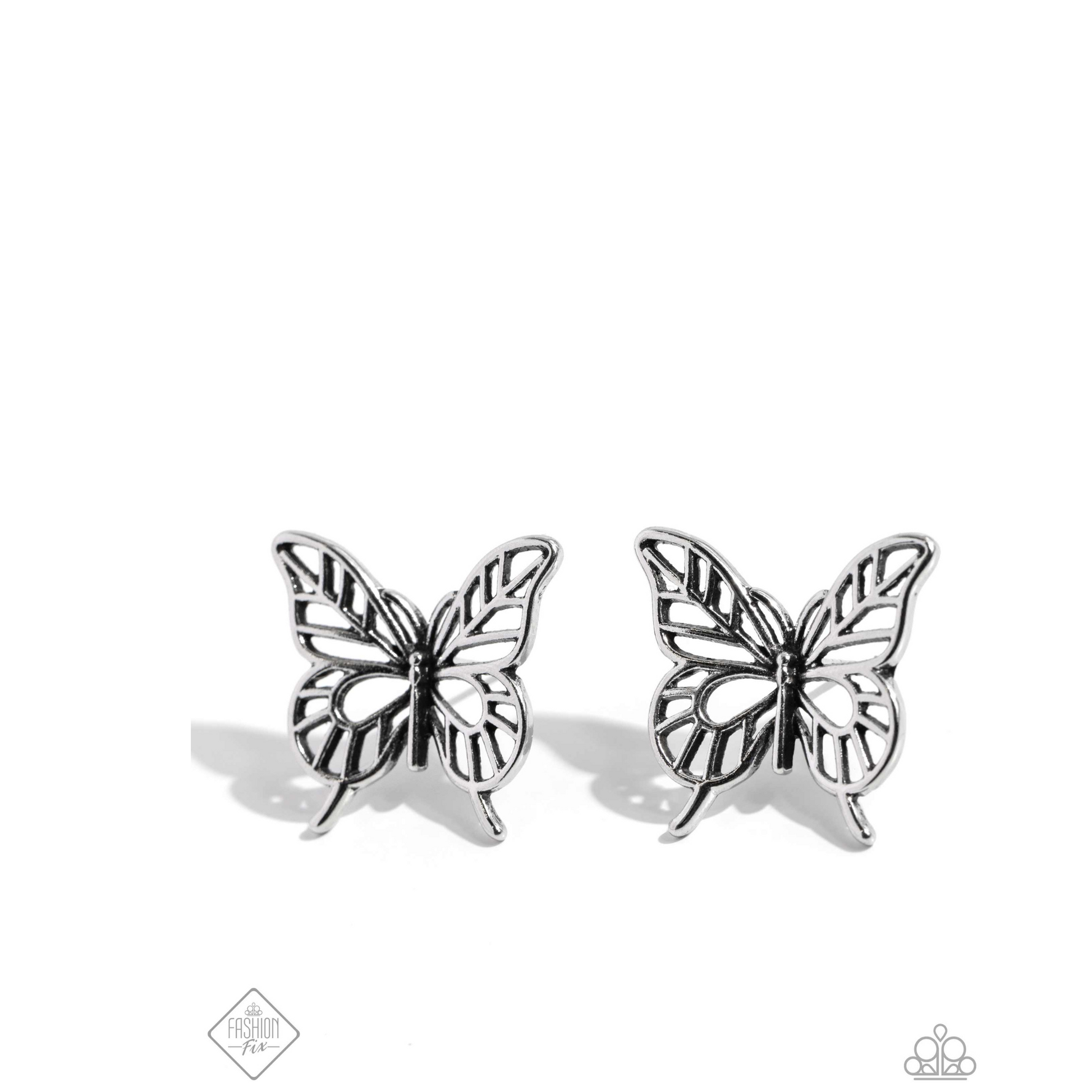 High and FLIGHTY Silver Tone Butterfly Earrings