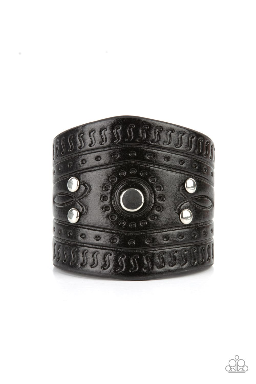 Orange County - Black leather bracelet - GODDESSBLINGS