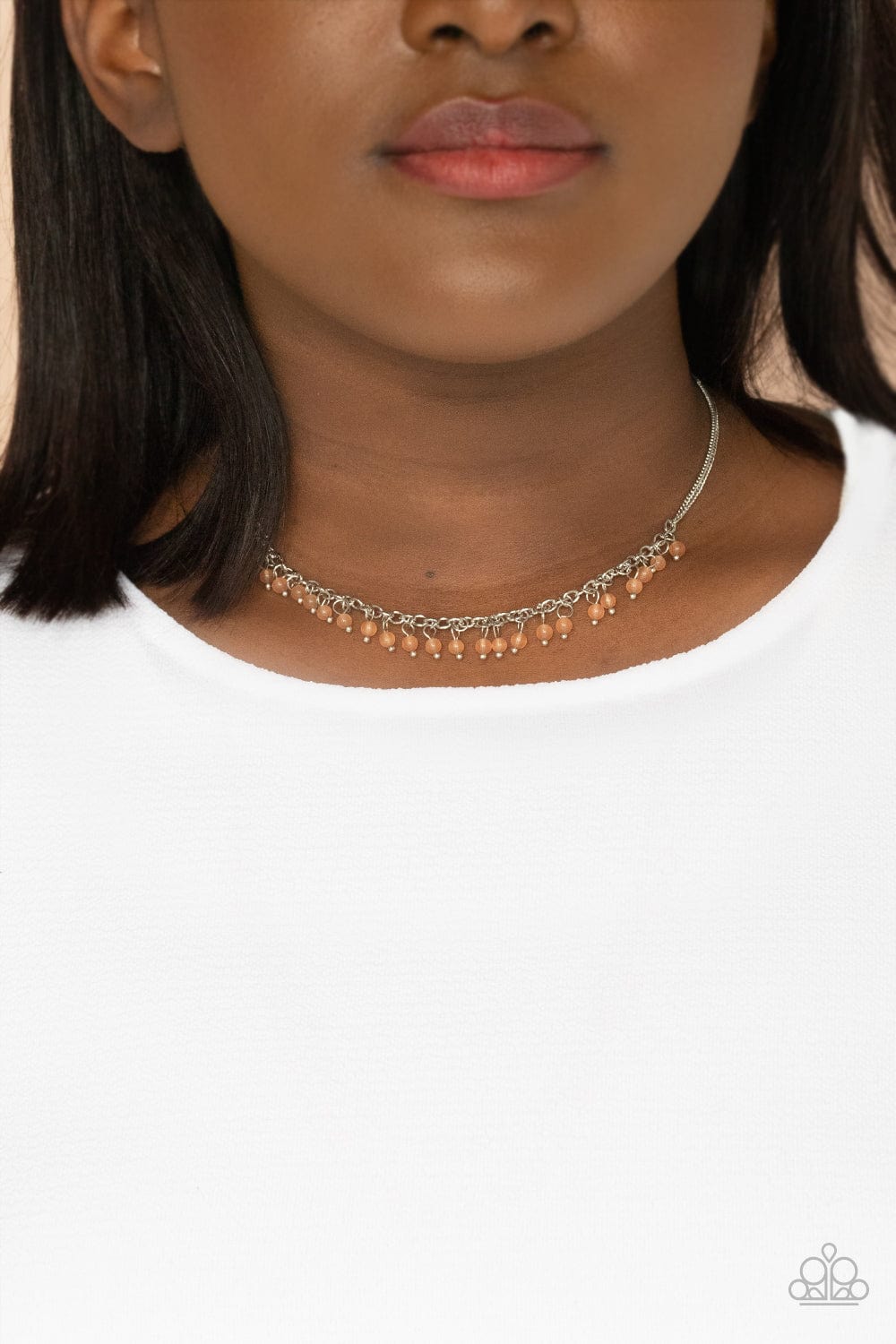 DEW a Double Take - Orange silver chain - GODDESSBLINGS