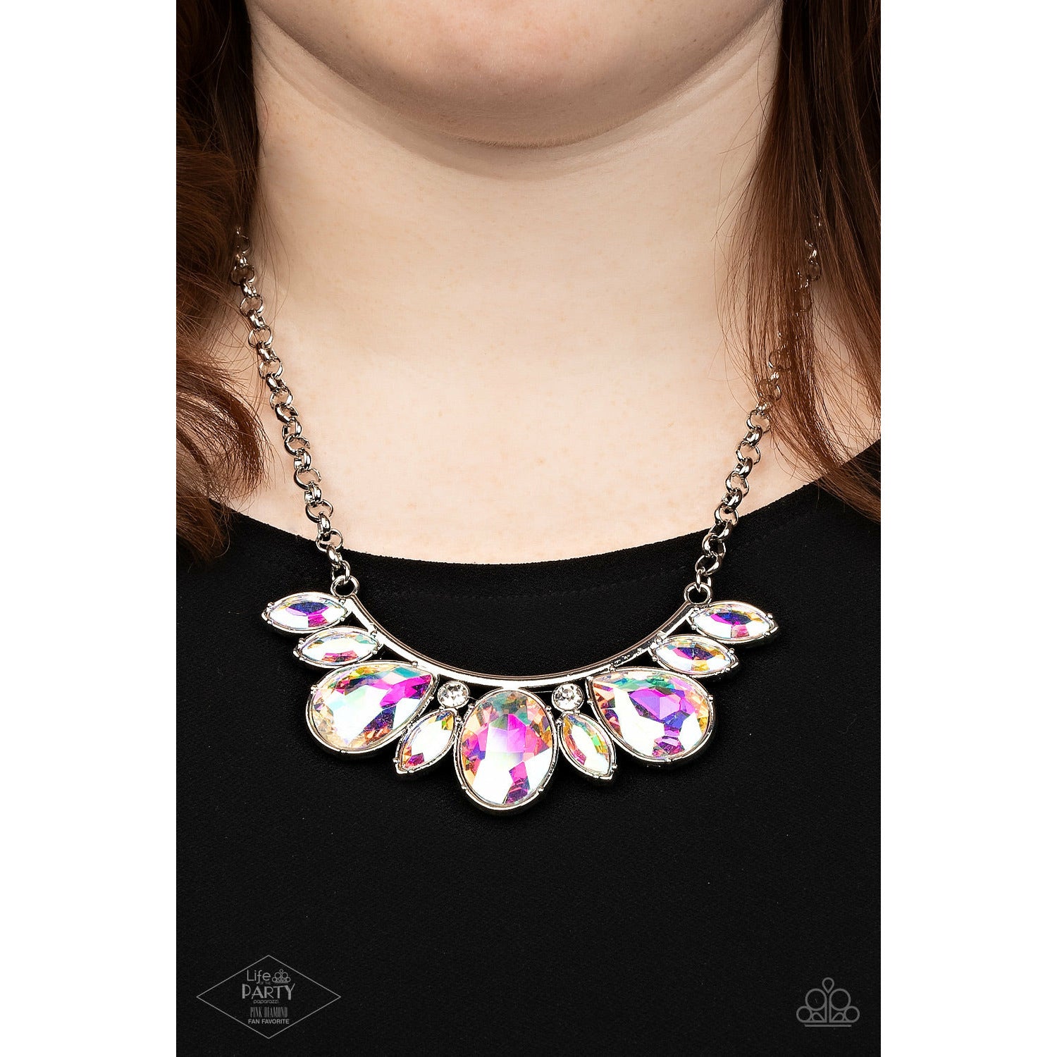 Never SLAY Never - Multi glassy white Necklace - GODDESSBLINGS