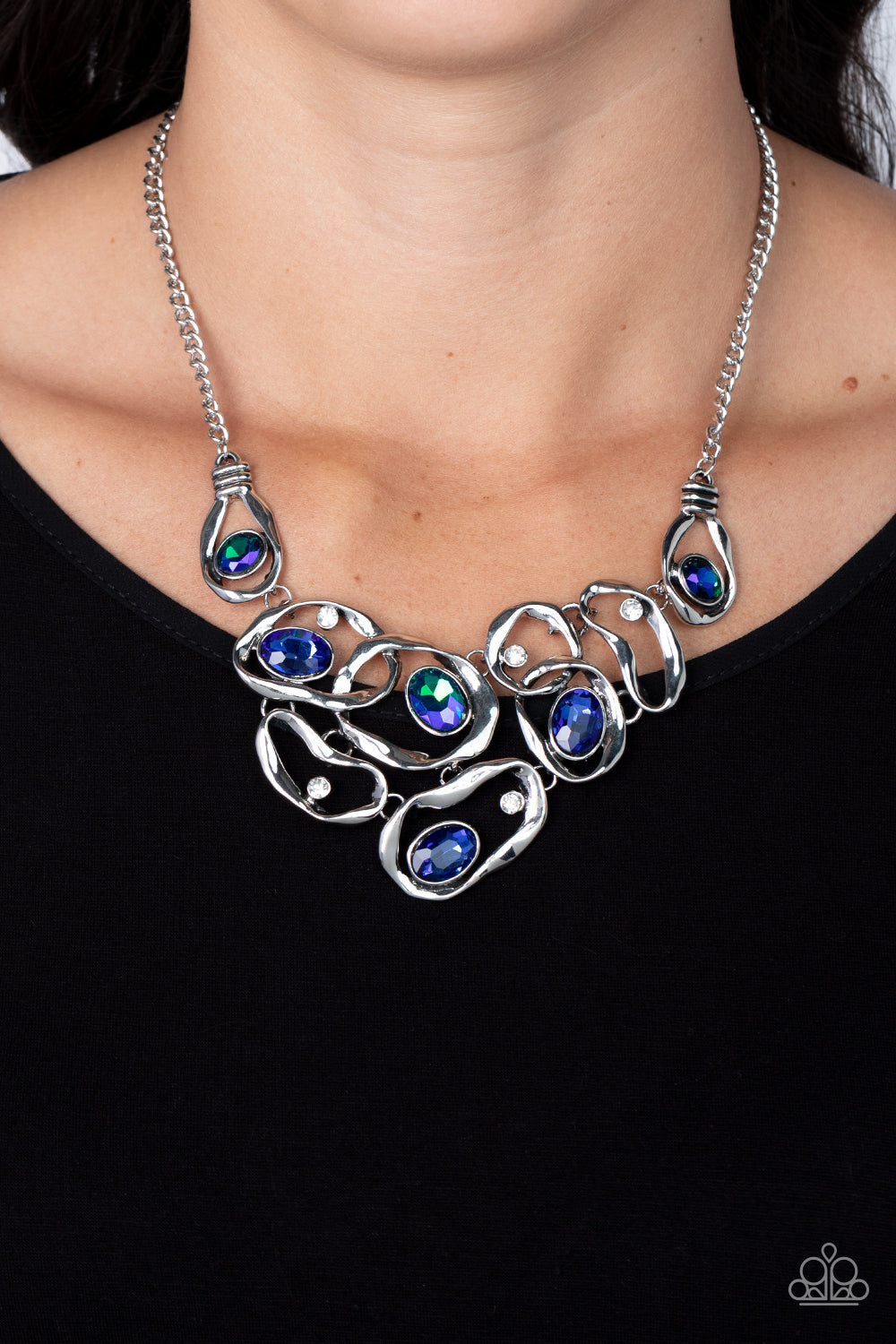 Warp Speed - Blue asymmetrically Necklace - GODDESSBLINGS
