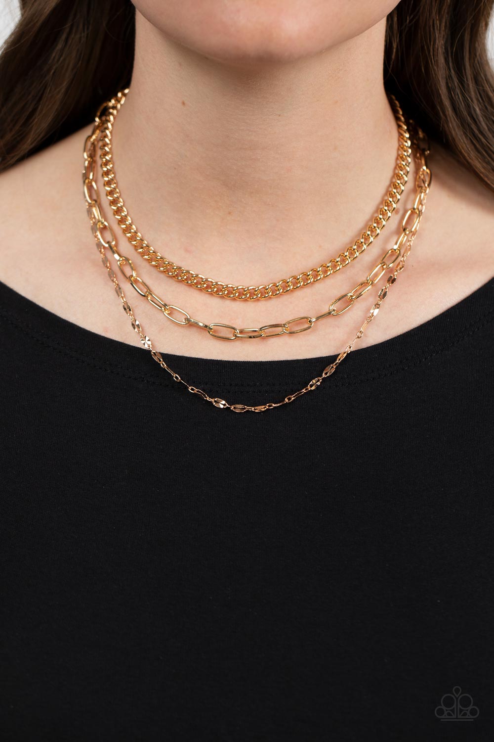 Galvanized Grit - Gold Layered Necklace - GODDESSBLINGS