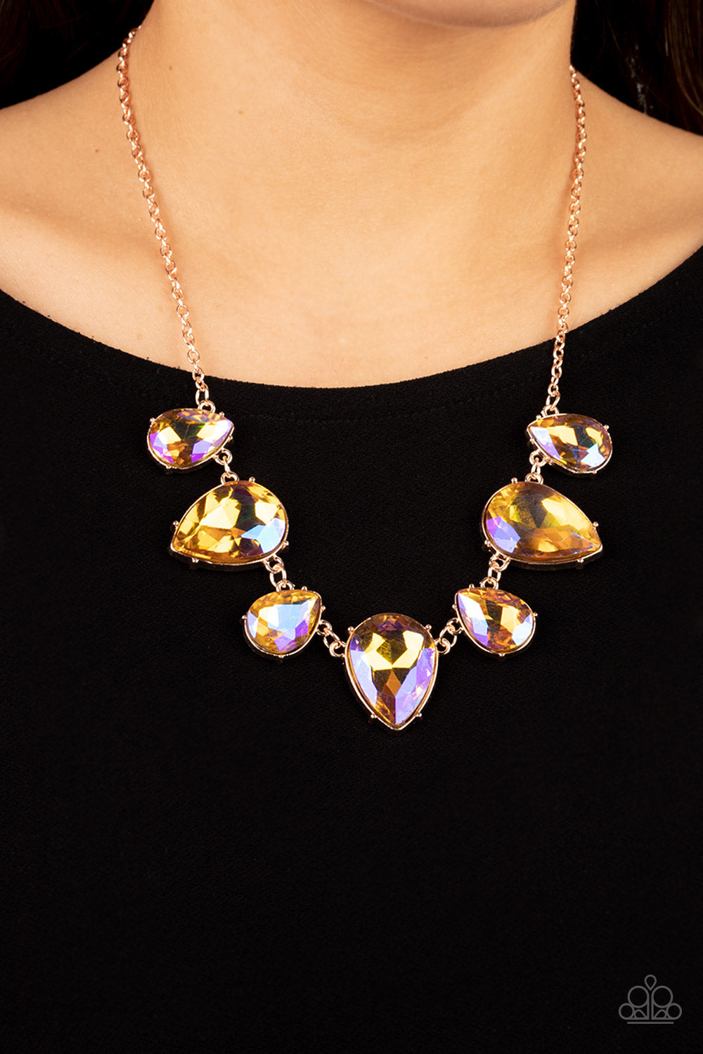 Otherworldly Opulence - Multi iridescence Teardrop Necklace - GODDESSBLINGS