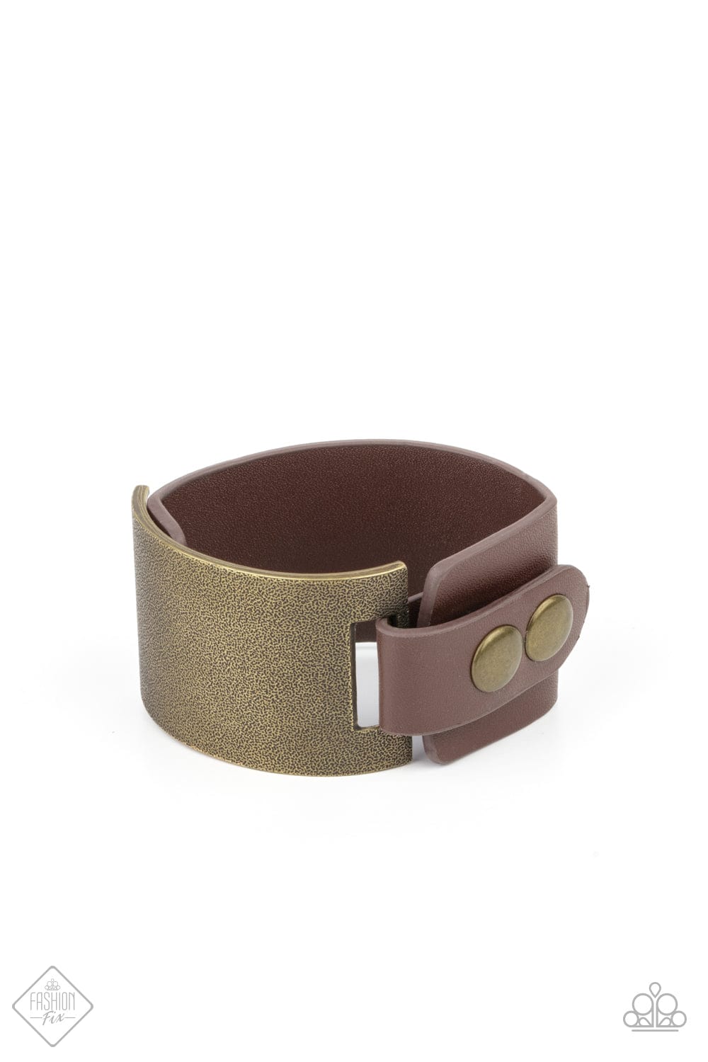 Studded Synchronism - Brass Brown Leather Bracelet - GODDESSBLINGS