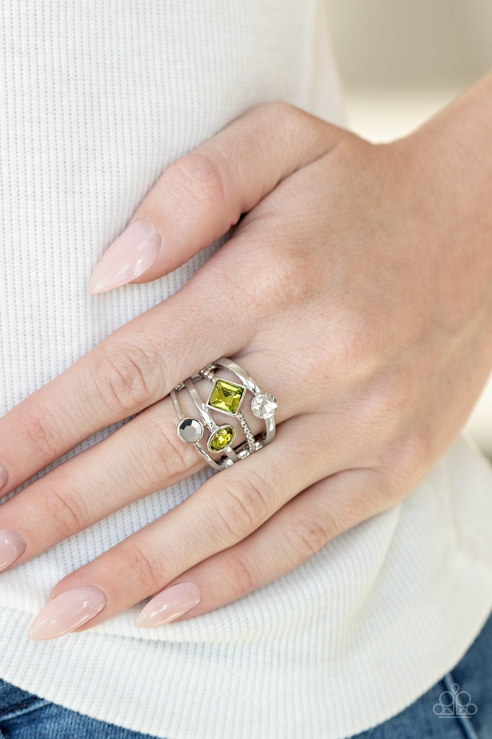 Urban Meditation - Green Rhinestone Ring - GODDESSBLINGS