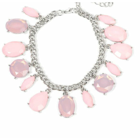 Serendipitous Shimmer Pink Bead Silver Bracelet - GODDESSBLINGS