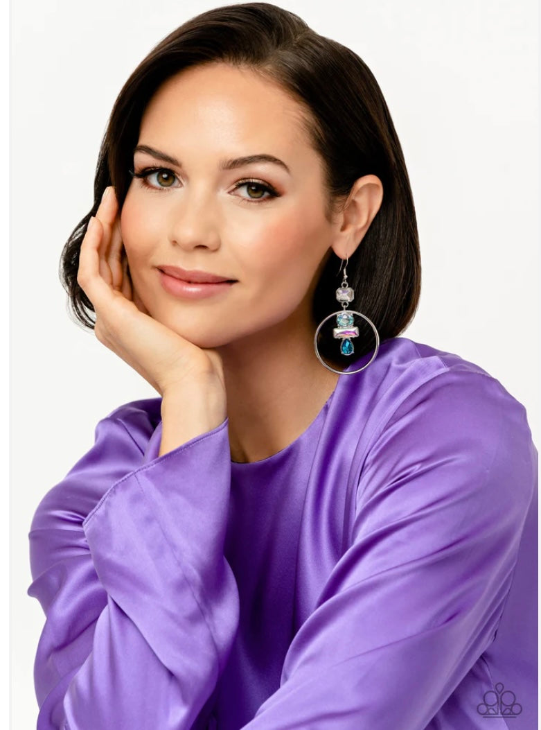 Geometric Glam - blue - Paparazzi earrings