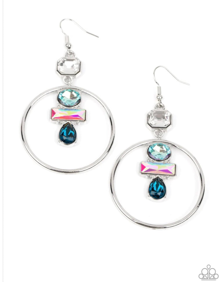 Geometric Glam - blue - Paparazzi earrings