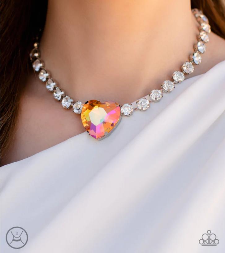 heart rhinestone necklace