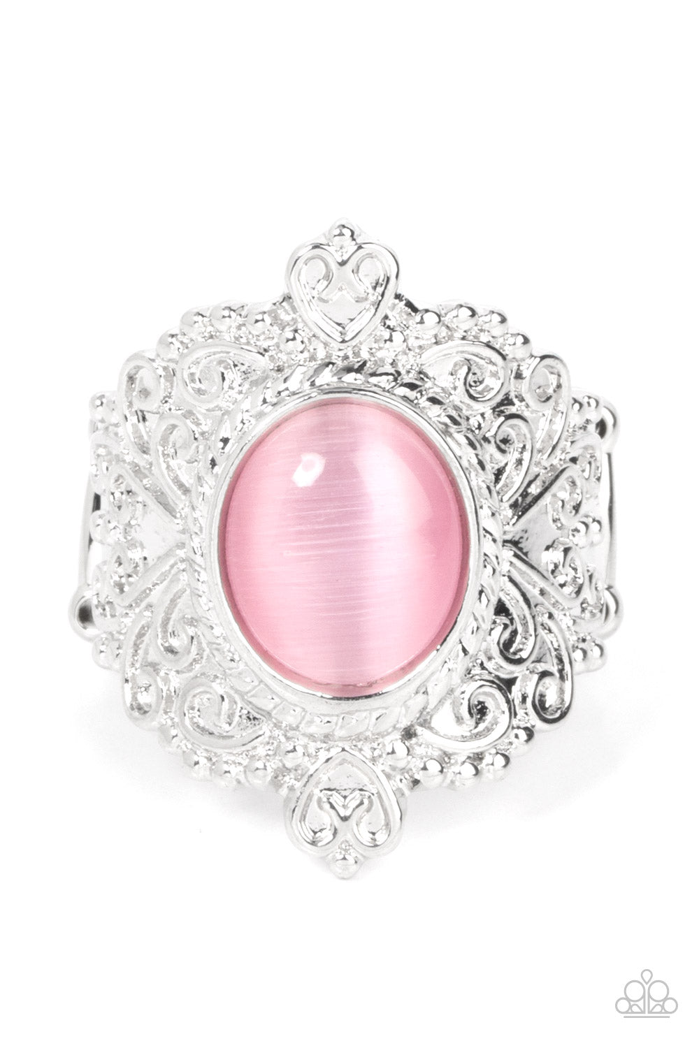 Silver red stone ring