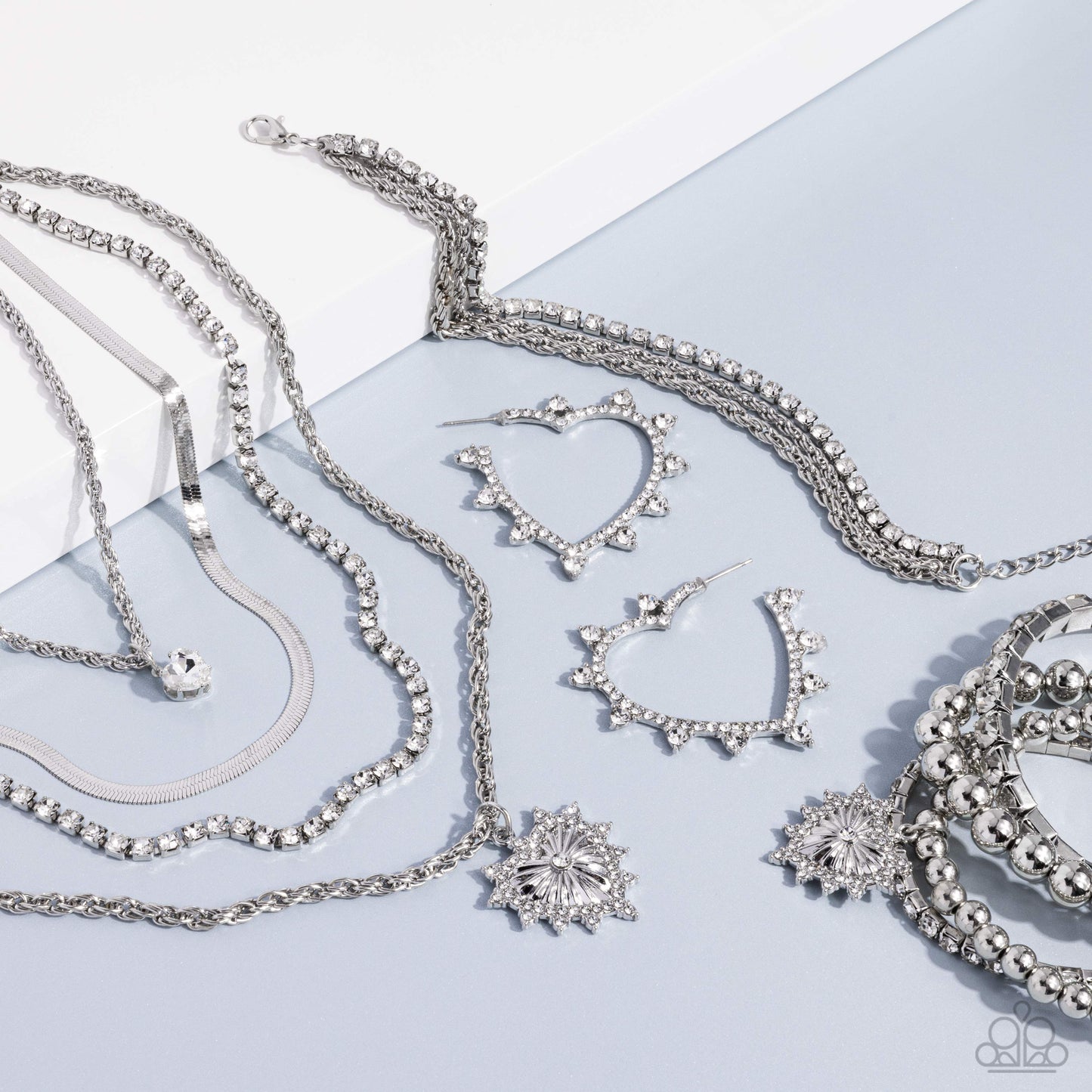 Excessive Embellishment - Silver Necklace Set