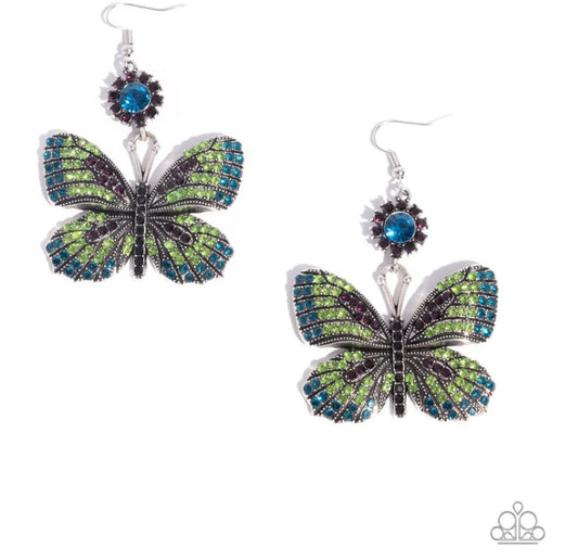 Fluttering Feature Green Earrings