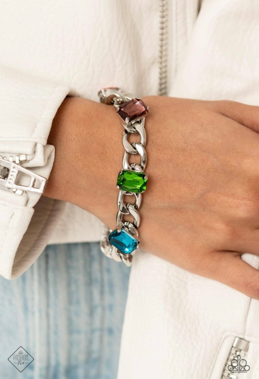 Audaciously Affixed - Multi color silver necklace