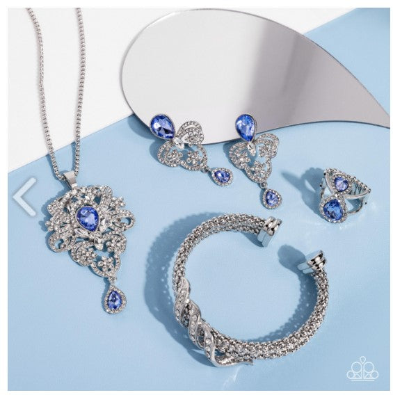 Elegance Personified - Blue Stone Necklace Set