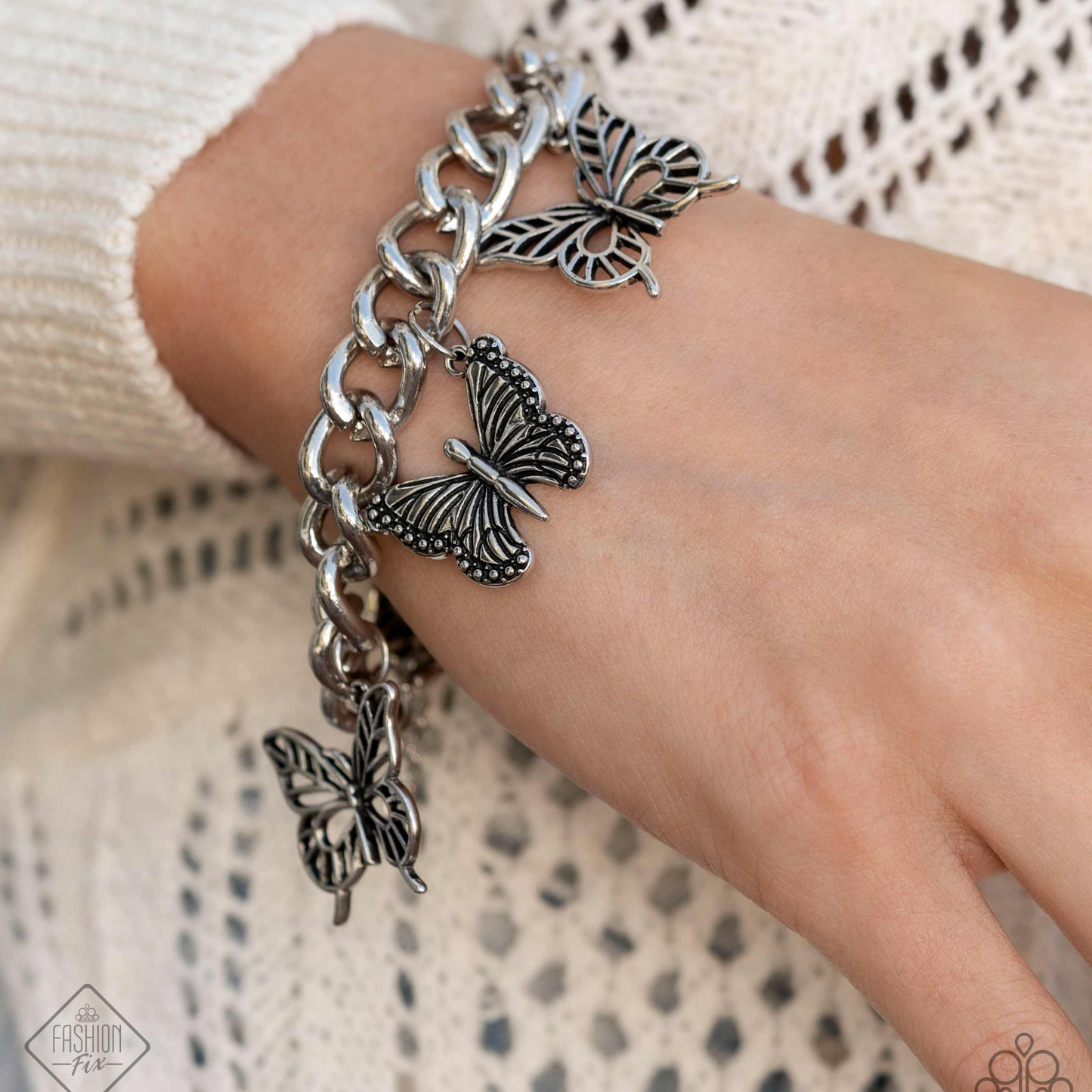 Aerial Ambience Butterfly Silver Tone Bracelet