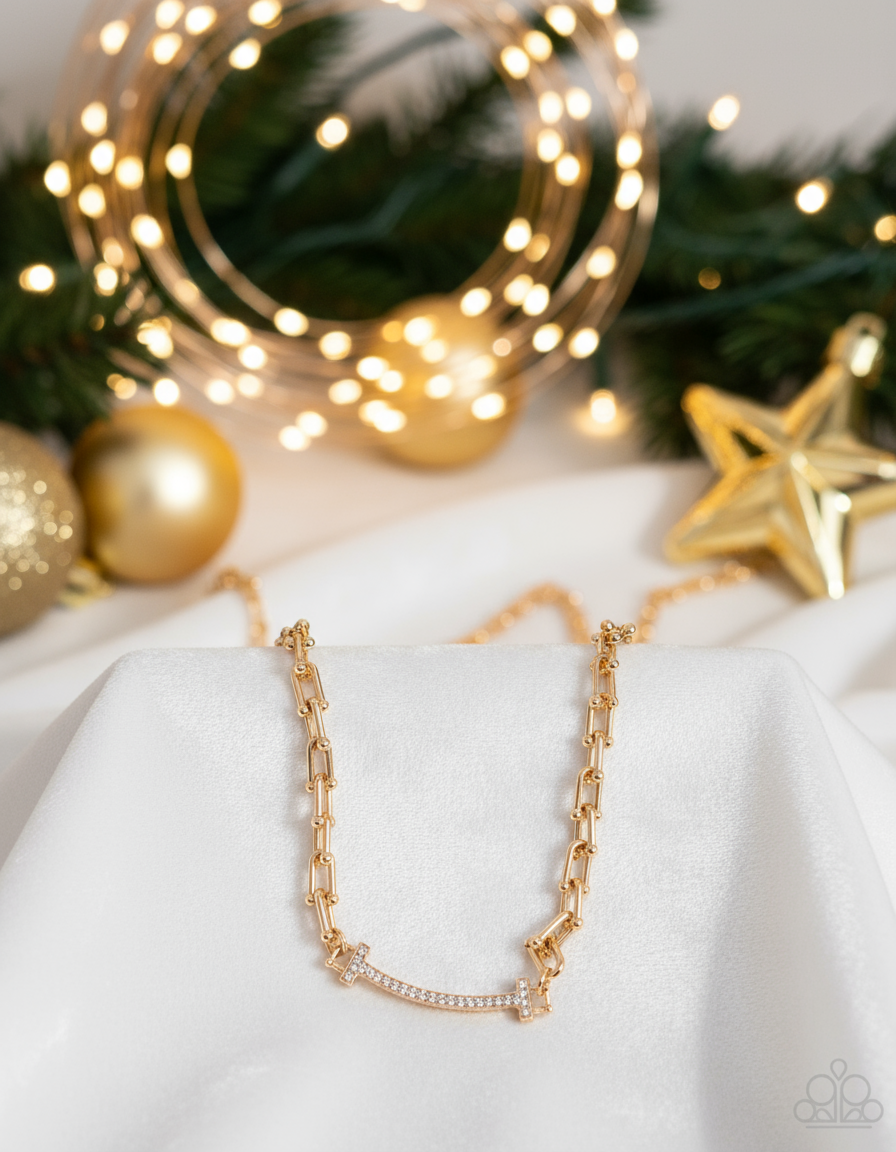 Gold Necklace with Holiday Lights