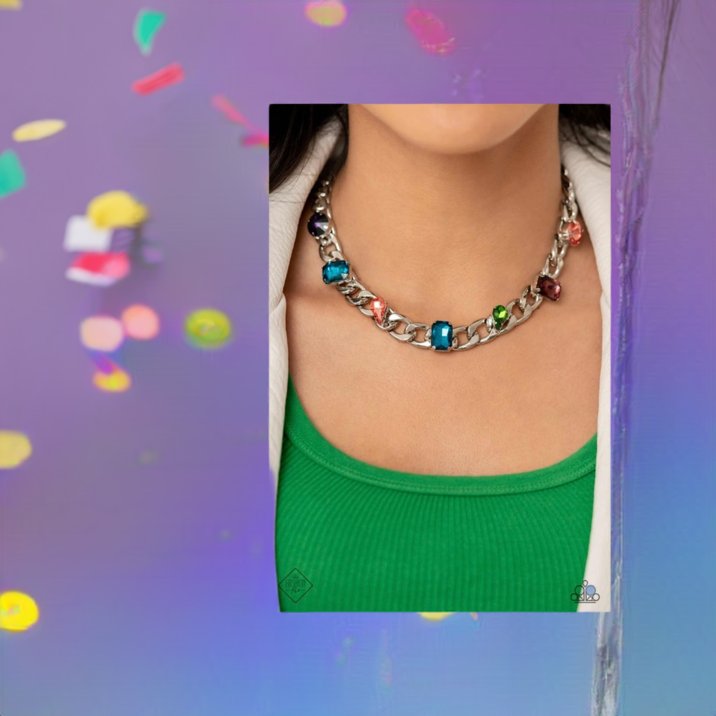 Audaciously Affixed - Multi color silver necklace