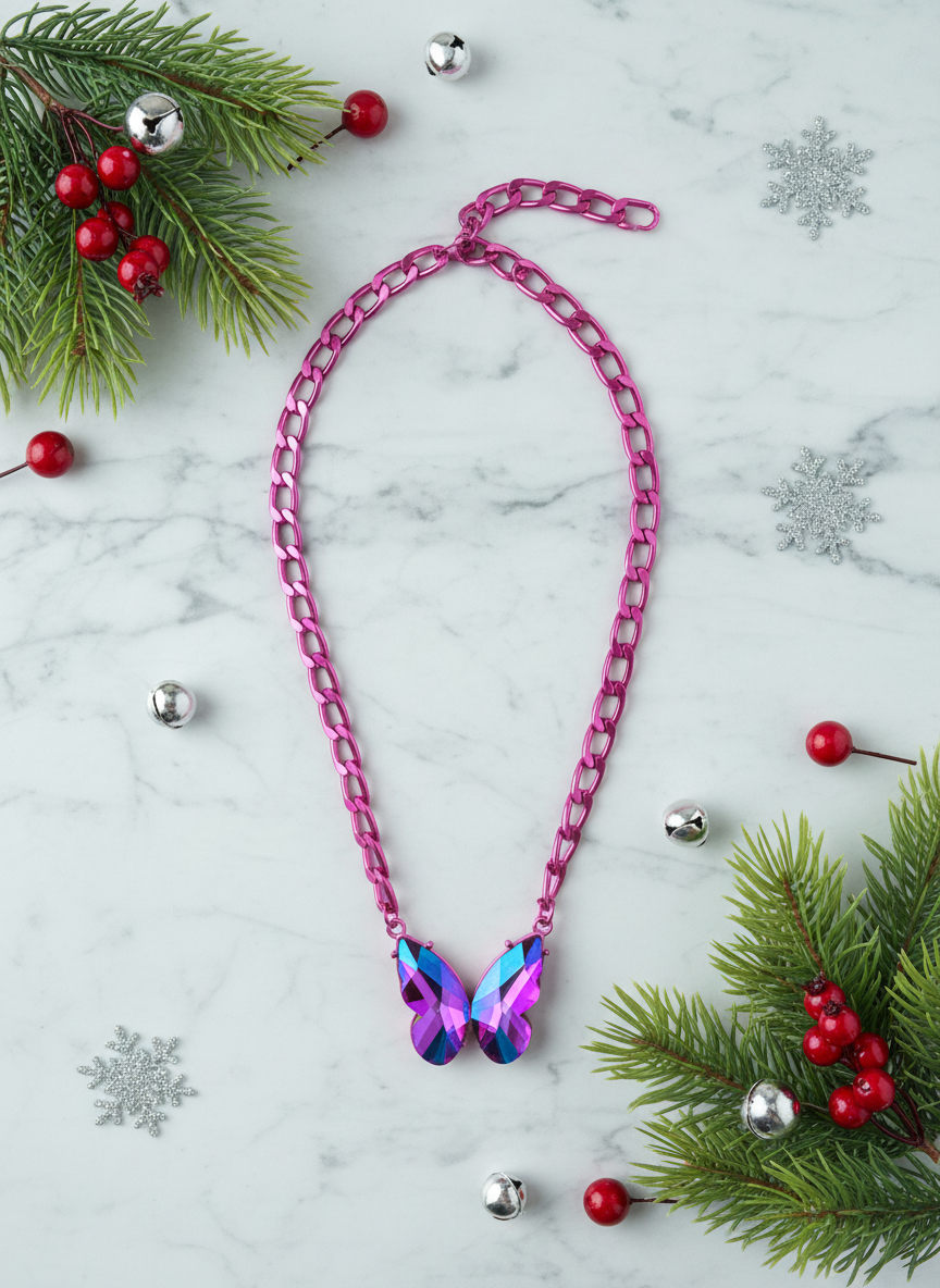 Holiday Flat Lay with Pine and Berries