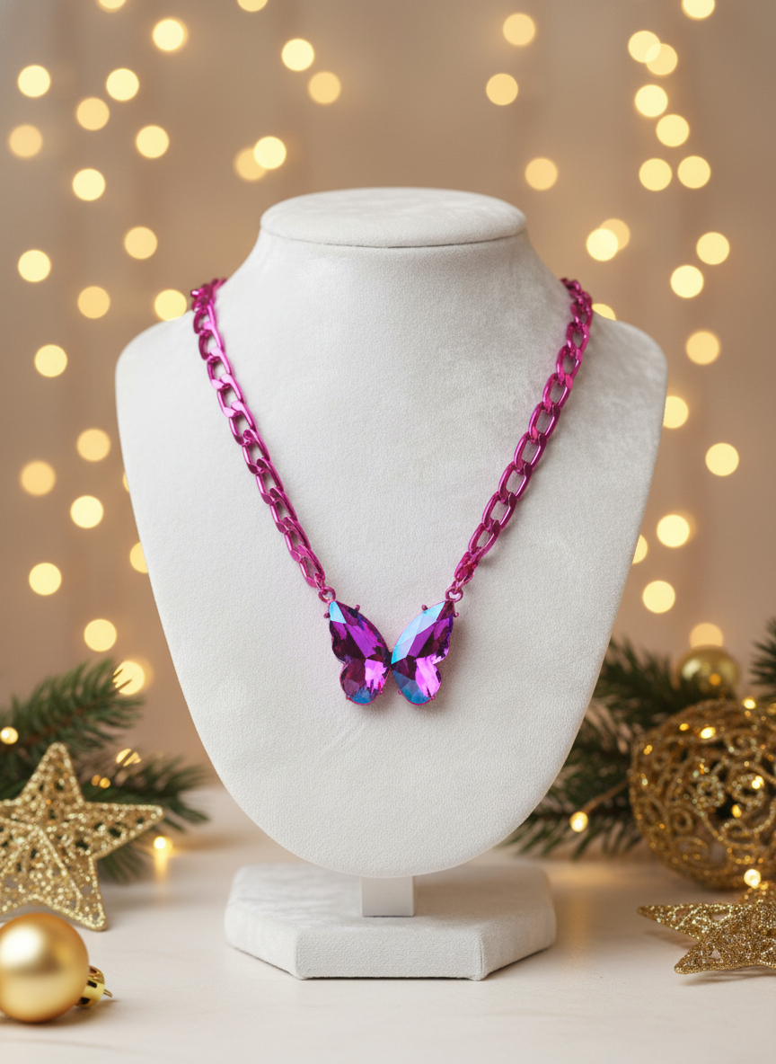 Holiday Necklace with Golden Lights