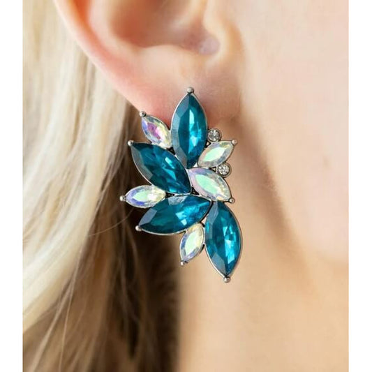 Instant Iridescence Blue Post Earring - GODDESSBLINGS