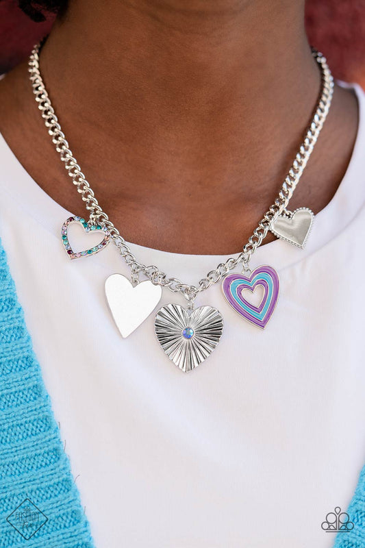 Fashion Jewelry, silver tone charm heart necklace