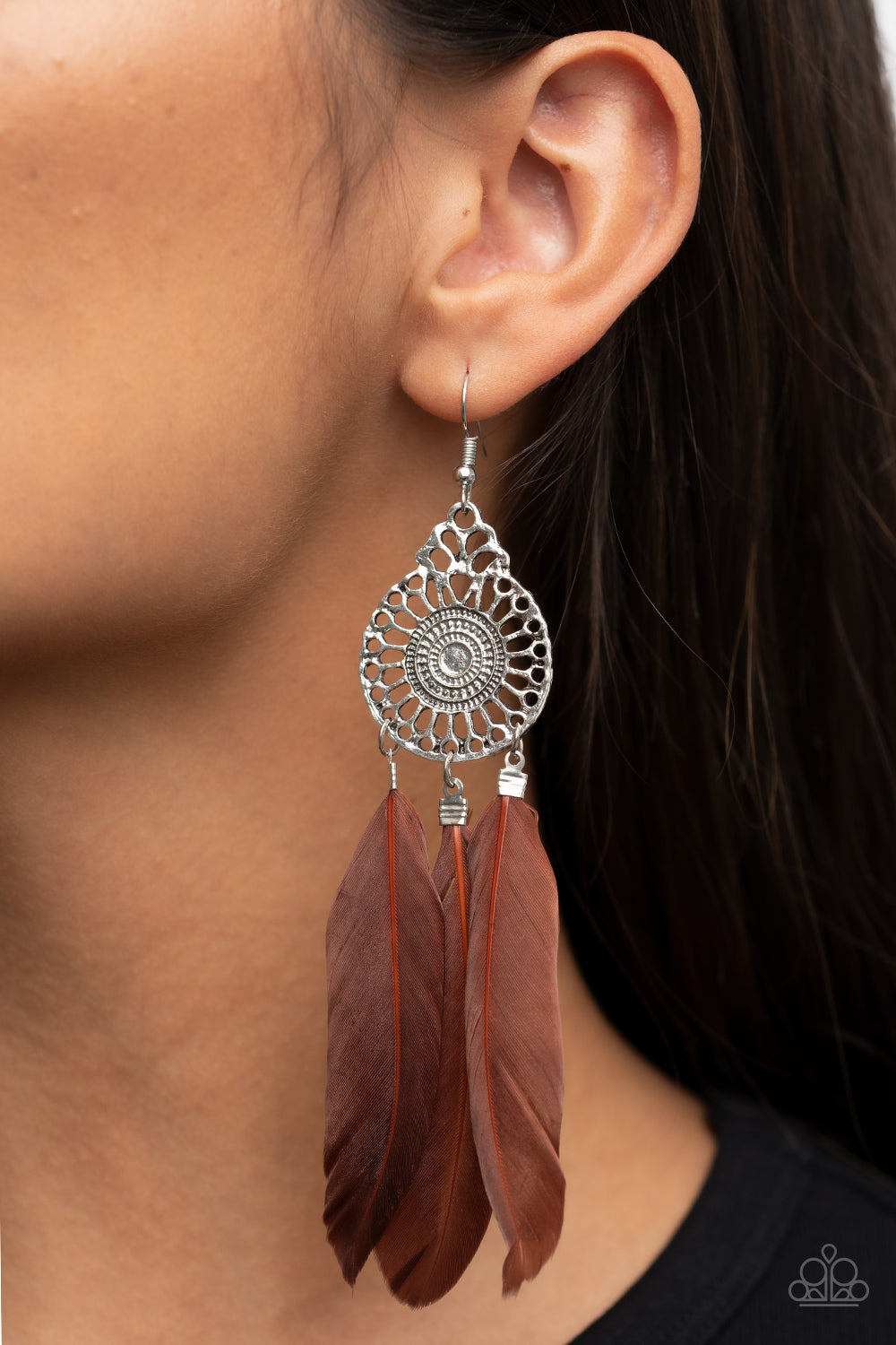 Pretty in PLUMES - Brown Earrings - GODDESSBLINGS