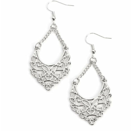 Sentimental Setting Silver Filigree Earrings - GODDESSBLINGS