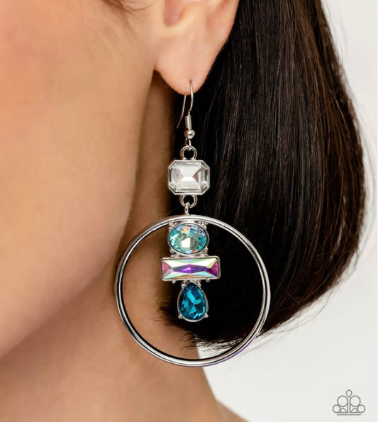 Geometric Glam - blue - Paparazzi earrings