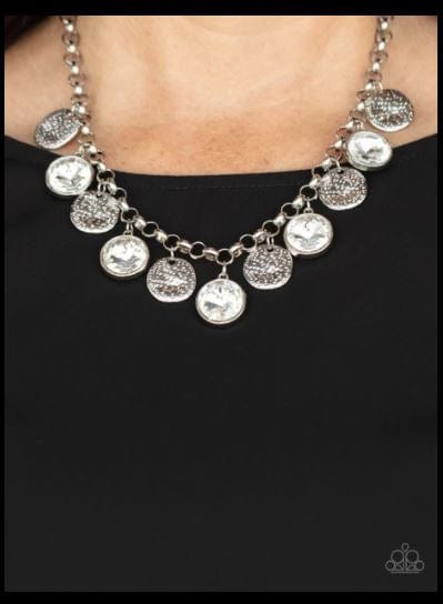 Spot on Sparkle white Paparazzi -Silver necklace - GODDESSBLINGS